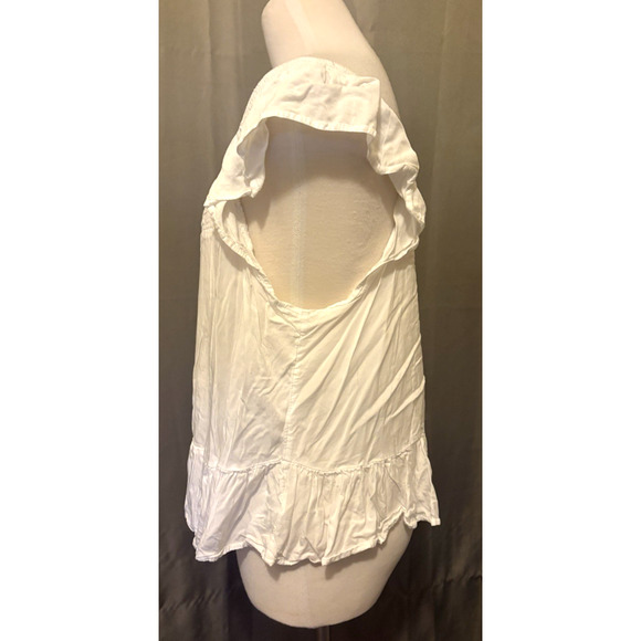 Lucky Brand White Ruffled Women's Top Sz L - Picture 2 of 10